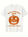 200gのホワイト・コットン製Tシャツは、オレンジ色のカボチャとクラシックなハロウィン・スマイリーフェイスをフロントに配したデザイン。全体的にハロウィーンの雰囲気にあふれたデザインです。