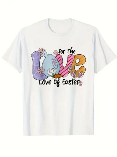 200gのコットン製Tシャツは、フロントにカラフルな英文テキストを配し、「Love」の文字は豊かな色彩で、「O」の文字は青いイースター・エッグとしてデザインされ、ウサギの耳と花で飾られ、ニンジンや花と並んでいる。 全体的にイースターの楽しげな雰囲気に満ちたスタイルだ 200gのコットン製Tシャツは、フロントにカラフルな英文テキストを配し、「Love」の文字は豊かな色彩で、「O」の文字は青いイースター・エッグとしてデザインされ、ウサギの耳と花で飾られ、ニンジンや花と並んでいる。 全体的にイースターの楽しげな雰囲気に満ちたスタイルだ