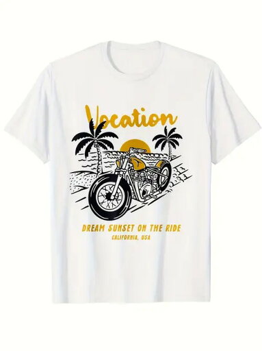 フロントにイエローとブラックのプリントとテキストが入った200gコットンTシャツ。 全体的にカリフォルニアのサイクリング・ホリデーの雰囲気が漂うスタイル。 フロントにイエローとブラックのプリントとテキストが入った200gコットンTシャツ。 全体的にカリフォルニアのサイクリング・ホリデーの雰囲気が漂うスタイル。
