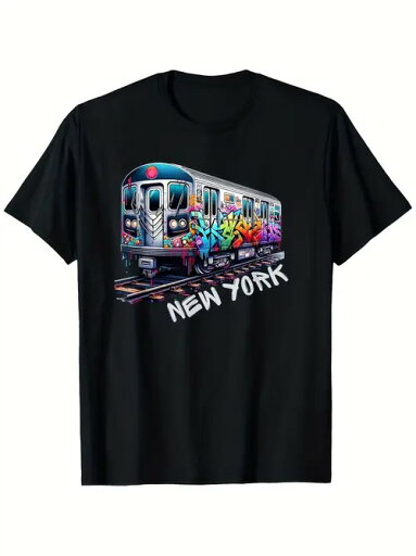 200gのブラックの半袖Tシャツにはニューヨークのアンダーグラウンドなグラフィックがプリントされ、アンダーグラウンドなボディにはニューヨークのストリート・アート風のグラフィティが施されている。素材はコットンで、着心地がよく、通気性があり。 200gのブラックの半袖Tシャツにはニューヨークのアンダーグラウンドなグラフィックがプリントされ、アンダーグラウンドなボディにはニューヨークのストリート・アート風のグラフィティが施されている。素材はコットンで、着心地がよく、通気性があり。