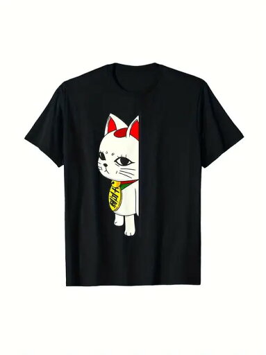 200gコットンTシャツ、フォーチュンキャット・ファンブラックT、ファン/カルチャー!街で着たり、幸運を祈ったり、体に「ラッキー」と書いてみたり! 200gコットンTシャツ、フォーチュンキャット・ファンブラックT、ファン/カルチャー!街で着たり、幸運を祈ったり、体に「ラッキー」と書いてみたり!