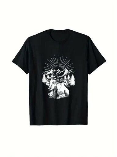 200gコットンTシャツ、ネイチャー・ランドスケープ・ヤギと山脈・ブラックT。自然や動物が好きなら、このブラックTシャツは見逃せない!白いヤギと山脈の模様はシンプルでアーティスティックで、まるであなたを神秘的で美しい自然の風景に連れて行ってくれるかのよう。 200gコットンTシャツ、ネイチャー・ランドスケープ・ヤギと山脈・ブラックT。自然や動物が好きなら、このブラックTシャツは見逃せない!白いヤギと山脈の模様はシンプルでアーティスティックで、まるであなたを神秘的で美しい自然の風景に連れて行ってくれるかのよう。