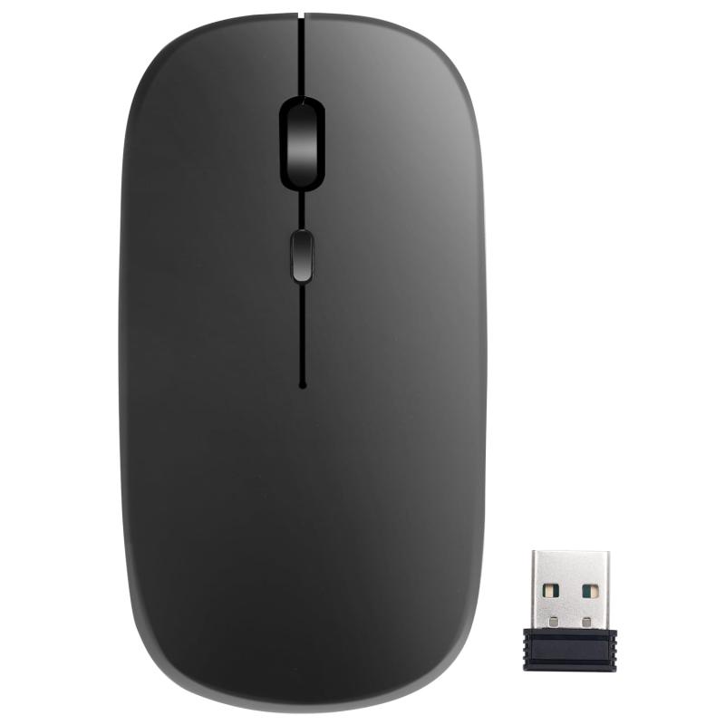 【整備済み品】 無線マウス ワイヤレスマウス 薄型 静音 USB ワイヤレス マウスMac Windows PC MacBook対応 ブラック (整備済み品)