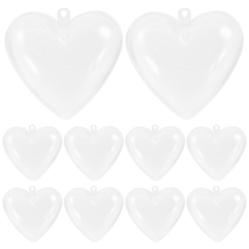 iplusmile 10個 ハート型 クリスマス プラスチックボール 6.5cm 透明 中空 ボール DIY 飾りボール クリスマス オーナメント ホワイトデー 誕生日 結婚式 小物収納用