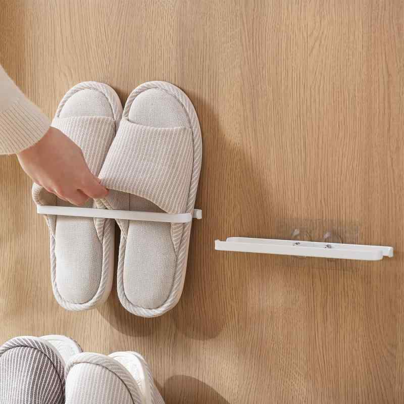Bagbang スリッパラック 穴開け不要 壁掛け式 粘着式 ステンレス 金属 白 ホワイト 1足掛け サンダル収..