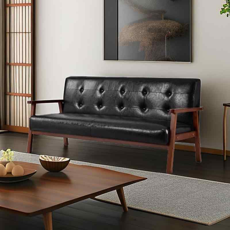 オーエスジェイ(OSJ) ソファ 3人掛け ブラック レトロモダン 161×61×76