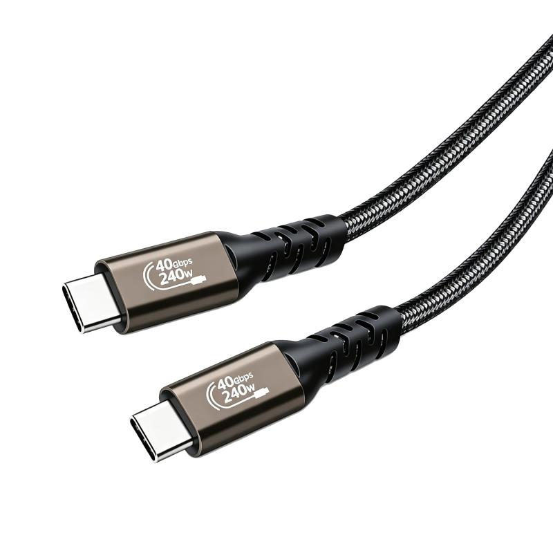 Thunderbolt 4 ケーブル USB4対応 Popolier [USB-IF認証 / 240W出力 / 40Gbps高速データ転送 / 8K@60Hz 映像出力 ] サンダーボルト 4ケーブル 高耐久ナイロン編み 下位互換 スマートフォン、タブレ