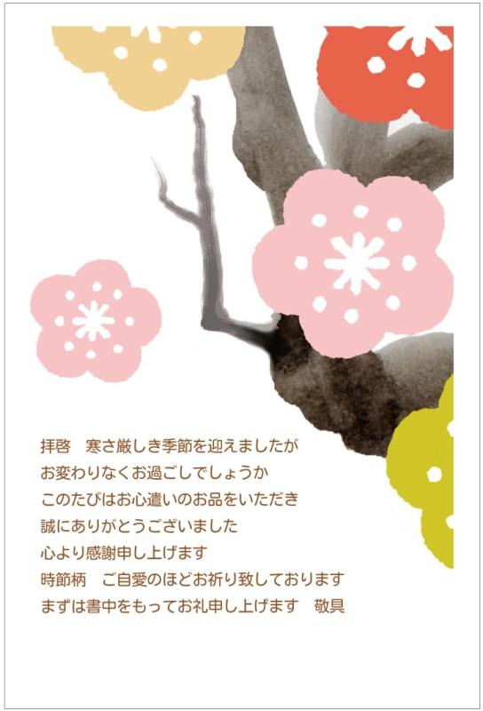 お礼状 ハガキ お歳暮 10枚 私製はがき アルファプリントサービス〈S-OR205 梅〉