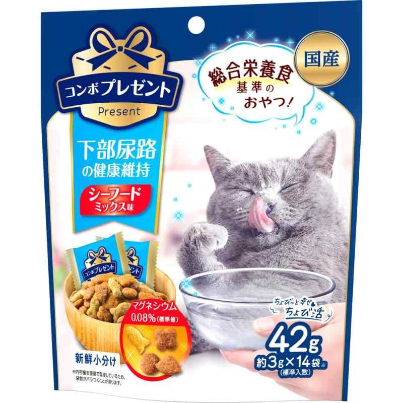コンボプレゼントキャットおやつ猫下部尿路の健康維持【かりかりドライ】【国産】【小分包装】シーフードミックス味42g