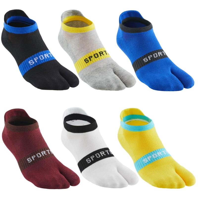 [WIOIW] 足袋 2本指 ソックス メンズ くるぶし 靴下 メッシュ スポーツ 綿 男性用 6足セット