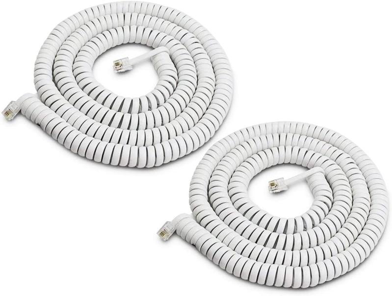 乐天商城 - 4m 2本 曲線 受話器用カールコード RJ9電話延長ケーブル 4極4芯 RJ9電話ケーブル 電話コード ケーブルラインワイヤー 電話延長ケーブル オステレホンケーブル