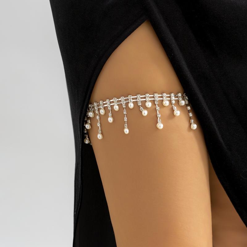 ・カテゴリ: 脚飾・スタイル: シンプル・素材: 水晶・形状: 流蘇・対象: 女性用・カラー展開: 金色、銀色・装飾素材: 合金、人工宝石/半宝石