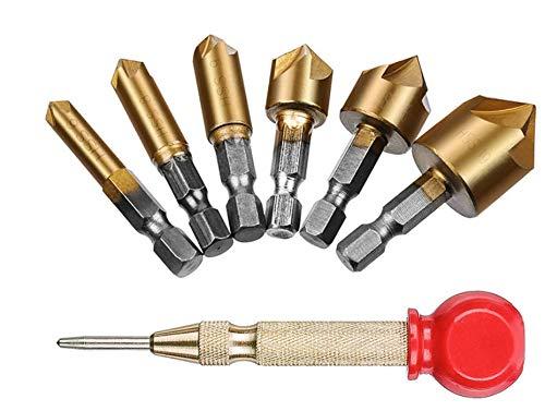 ZOYUBS 面取りカッター ビット 皿取り錐ドリル 皿取錐ドリルビット ビット 皿取錐 下穴錐 座ぐり バリ取り カウンターシンクドリルビット ドリルビット 面取りビット センタードリルビット