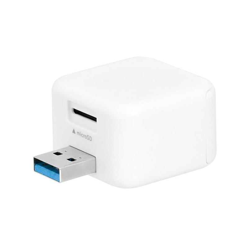 オウルテック BoxCube iOS/Android 両対応 充電しながら簡単データ保存 専用アプリ USB3.2 Gen2(USB3.1) microSDカードリーダー Apple認証品 ホワイト OWL-CRJU2R-WH