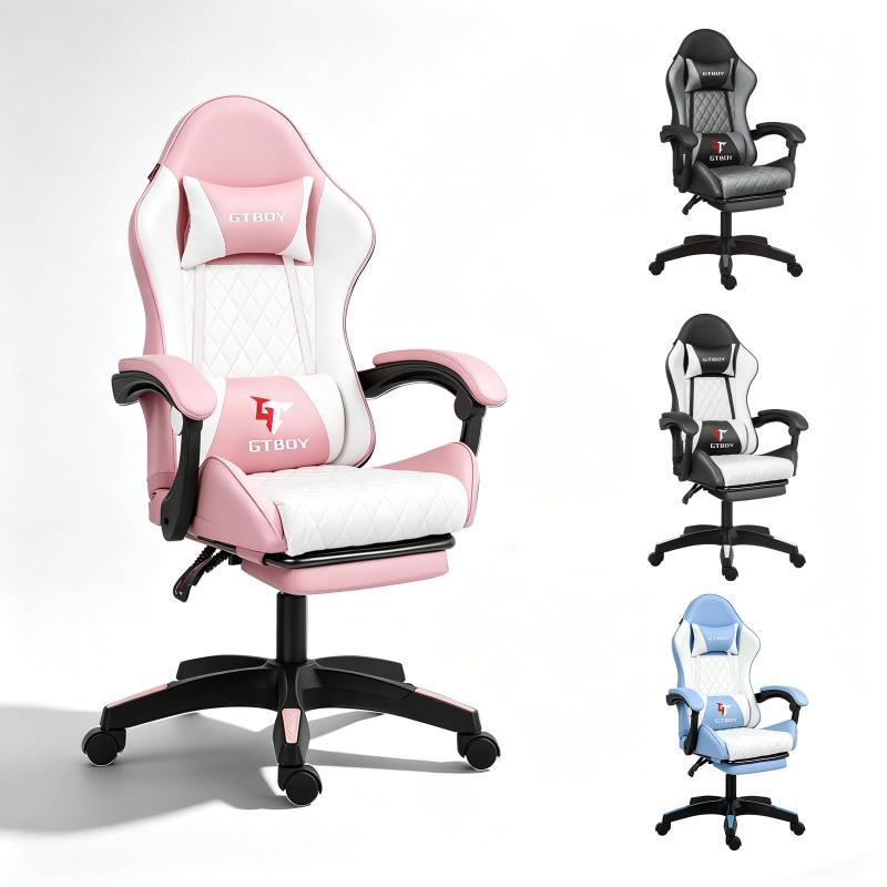 [GTBoy] ゲーミングチェア 135°フルリクライニング オットマン付き 高級PUレザー 調節可能 ランバーサポート 椅子 オフィス デスク パソコンチェア 家庭用 仕事