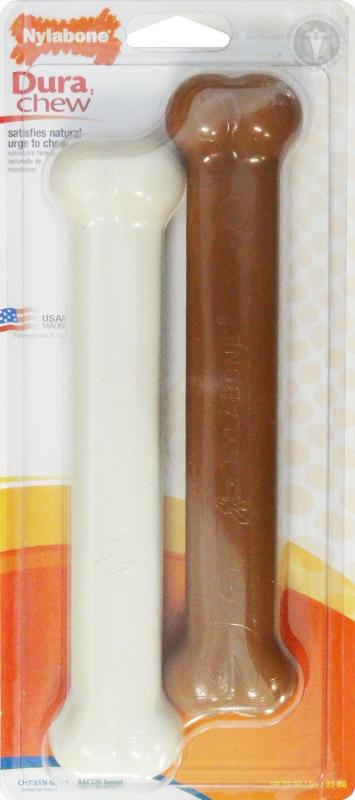 大型犬用歯磨きおもちゃ ナイラボーン デュラチュウ チキン＆ベーコン味 ラージサイズ [並行輸入品]