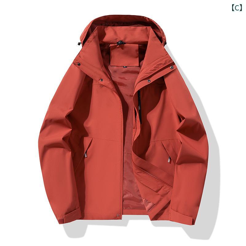 emulandのアウトドア ジャケット メンズ レディース 防水 防風 透気 登山 ハイキング トレッキング 春秋 冬用 コート フード 付き 取り外し可能 化繊 混紡 軽量 伸縮性 接触冷感 吸湿速乾 ブラック ネイビー グリーン パープル ピンク アイボリー ワイド｜アングル3