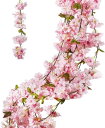 Lakymisy 桜 造花 桜の花 ガーランド 2本セット 造花の藤 135輪花/本 枯れない花 お花見 さくら 春の飾り 庭園飾り 手作り花輪 母の日 結婚式 パーティー飾り INS 撮影道具 人気飾り 長さ1.8m