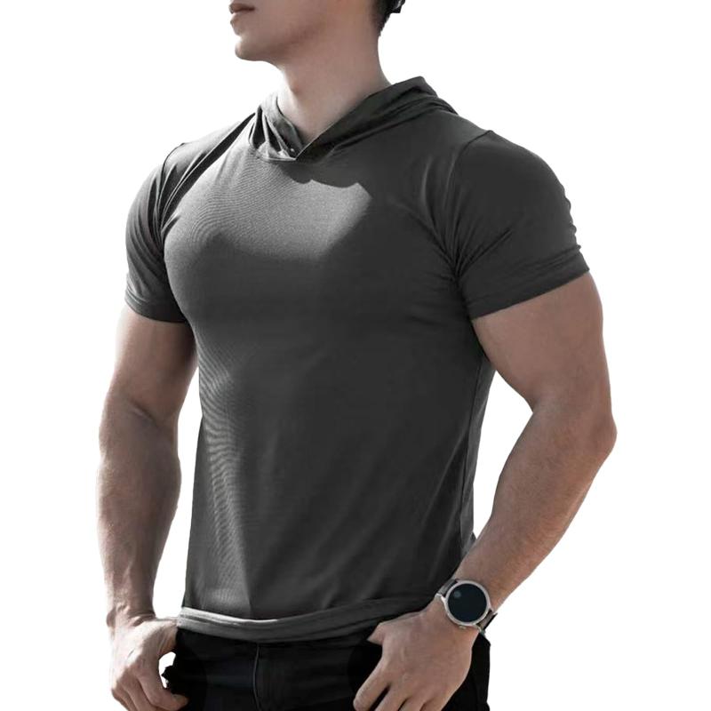 乐天商城 - [Manatsulife] Tシャツ 半袖 メンズ フード付き スポーツウェア ランニングウェア ストレッチ 肌着 筋トレ 通気 吸汗速乾 ジム バスケ 夏 DX252