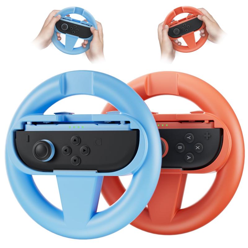 OLCLSS Switch 2 用 JoyCon 2 ハンドル 2個セット スイッチ2対応 ハンドルグリップ コントローラー対応レースゲーム用ステアリングホイール人間工学設計 取付簡単 高耐久ABS素材 Steering Wheels for Joyco