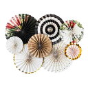 YFFSFDC ペーパーファン 8点セット 花系 誕生日 飾り付け セット パーティー デコレーション 和風 バースデー/記念日/結婚式など お祝い 飾り 装飾 おしゃれ ゴールド(3)