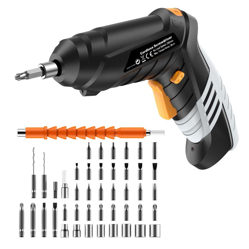 電動ドライバー 小型 電動ドリル ドライバー 正逆転切り替え 2種類変形【4.2V 1500mAh新昇級版 48個部品+軍手付き】電動2.5-3N.m 延長棒 ドリルシャフト Type-C充電 連続使用時間60分 コードレス LED emuland-store-10154044 emuland サンプル画像2