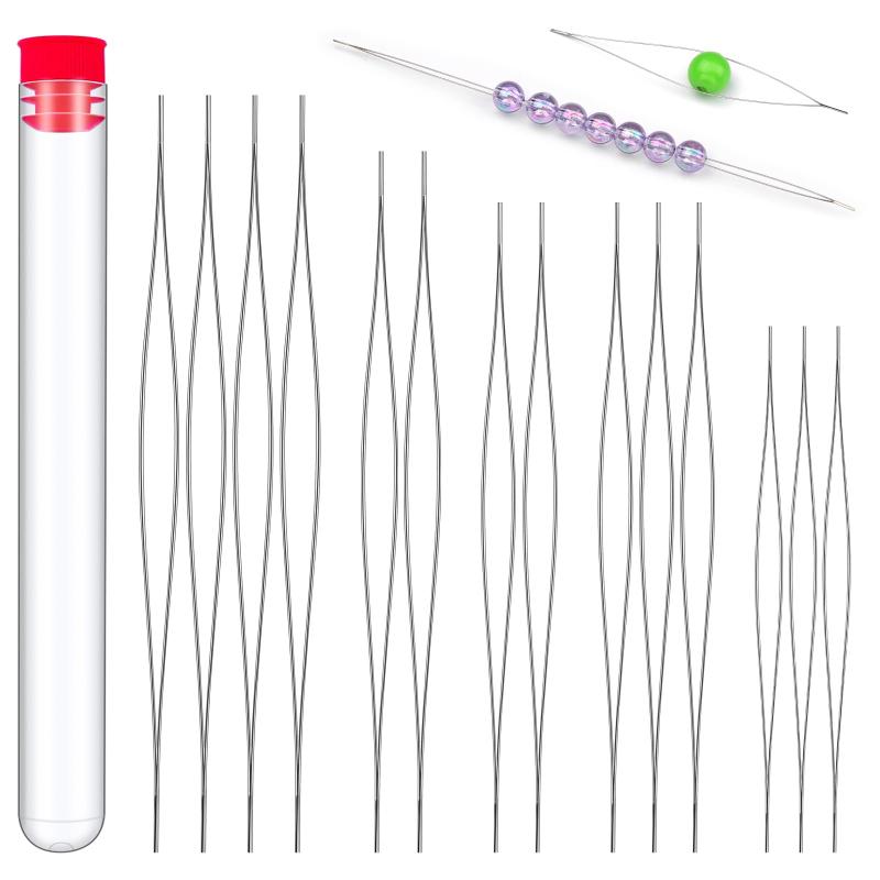 Dennty 5サイズ ビーズ 針 極細 糸通し ビーズ通し 超極細針 ビーズ刺しゅう針 ビーズ織り針 手作り Di..
