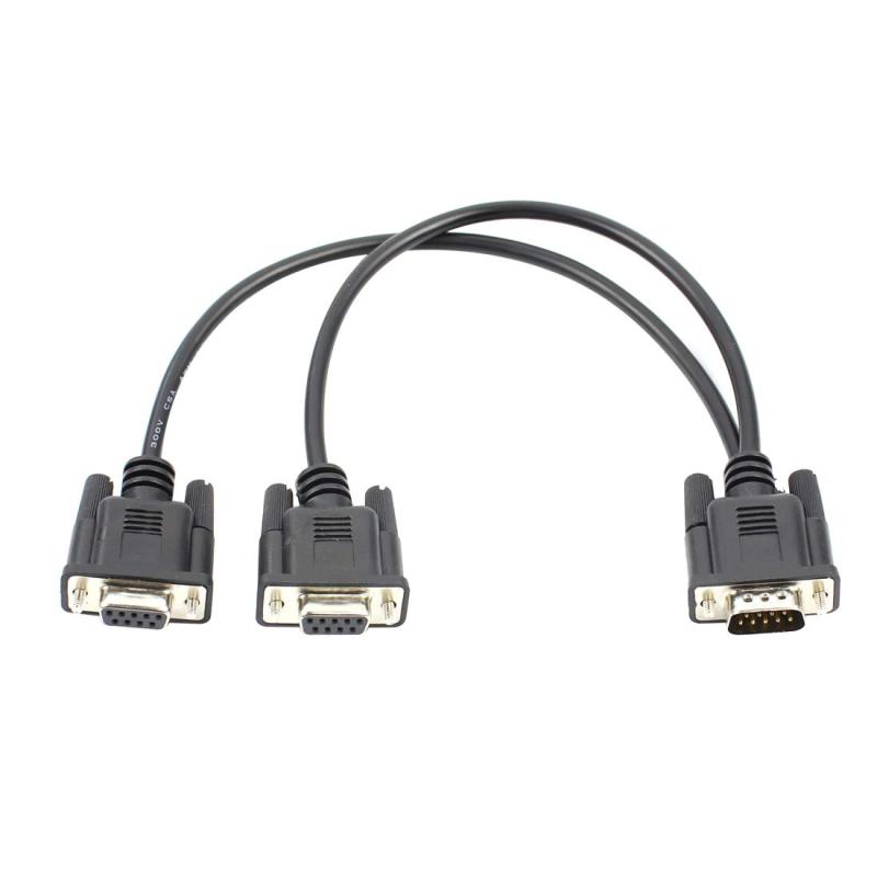 JMT DB9 9ピンシリアルポートYケーブルオス-2メスシリアルRs232スプリッターケーブル2 in 1レジ用ディスプレイ用ケーブル