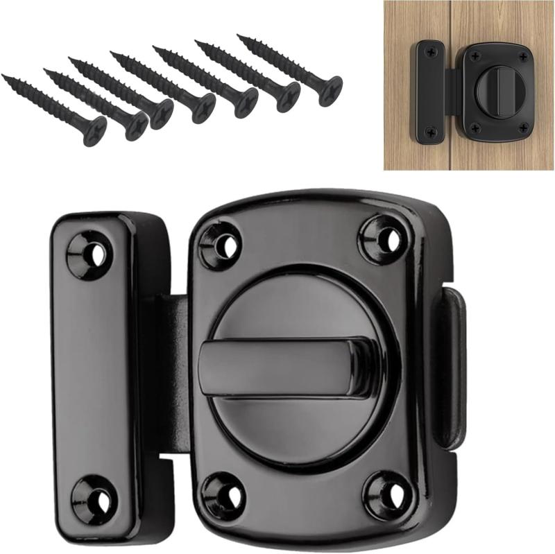 YFFSFDCドアロック ネジ付き内鍵回転式 ドア 鍵 補助鍵 室内 ドア錠 防犯 ロックドア 安全ドアロック ..