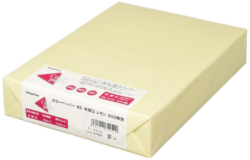 21 inches+ - 長門屋商店 カラーペーパー ナ-4252 B5 中厚口 0.09mm 500枚 レモン