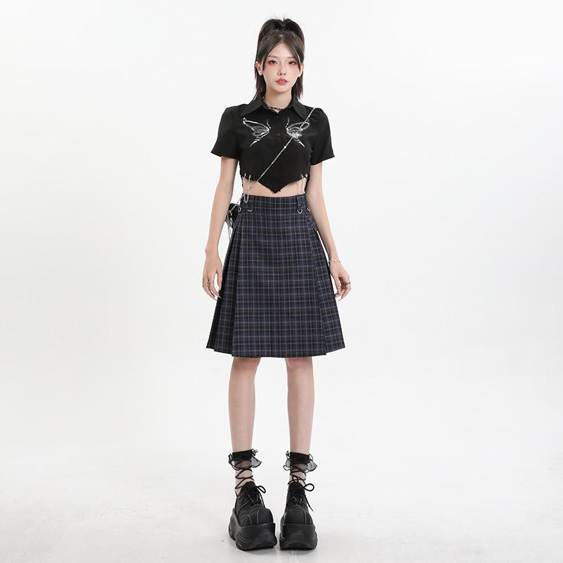 スカート レディース 春夏 ハイウエスト プリーツ ミモレ丈 チェック柄 ヴィンテージ風 スクール風 着痩せ・柄: 格子柄・加工: 形態安定・シルエット: Aライン・スカート丈: ミニ丈・流行の要素: プリーツ・カラー展開: ブルー,グリーン・サイズ展開: S,M,L,XL・スタイル: コンサバティブ,フェミニン・種類: スカート・伸縮性: なし