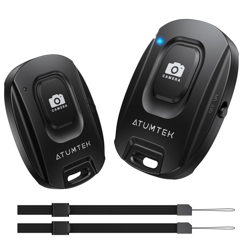 ATUMTEK スマートフォン用Bluetoothリモコンシャッター ワイヤレス 自撮りリモコン - スマホのカメラ撮影を便利に Bluetooth 5.2技術 コンパクト ストラップ付き 日本語取扱説明書付き - ブラック 2