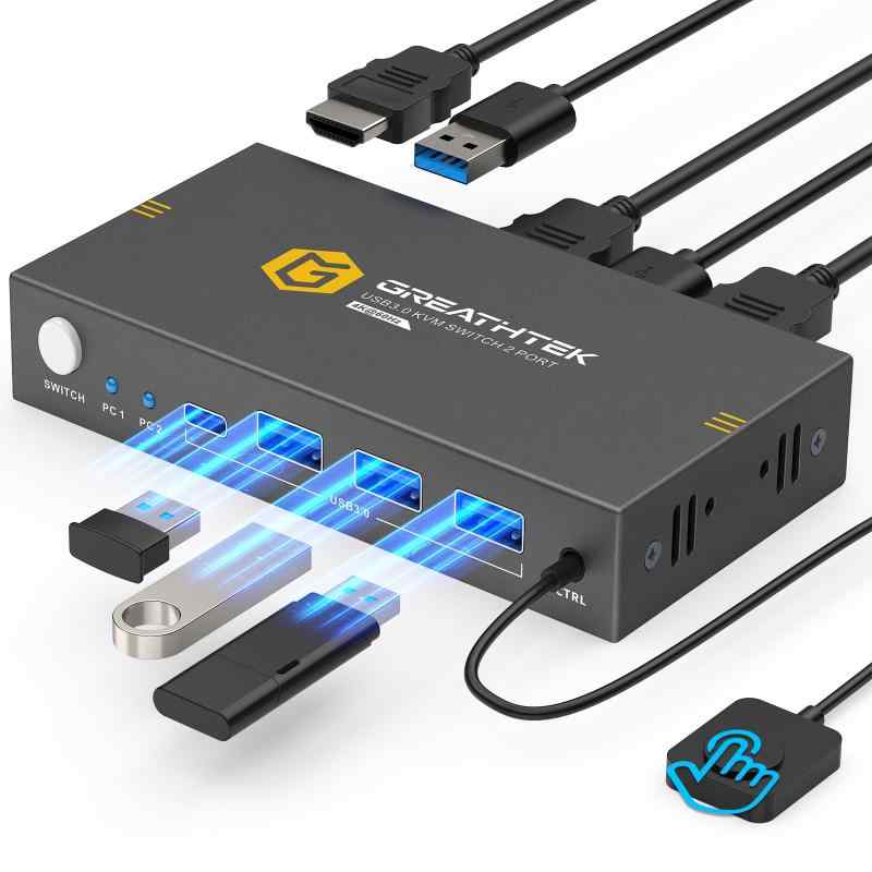 DELL - USB3.0 HDMI KVMスイッチ、4K@60Hz、HDMI2.0