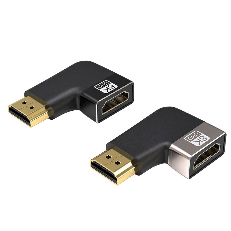 乐天商城 - HDMI L型変換アダプタ 8K60HZ ビデオと写真の同時転送 コンパクト ポータブル HDMI延長アダプタ シルバーグレー 2個
