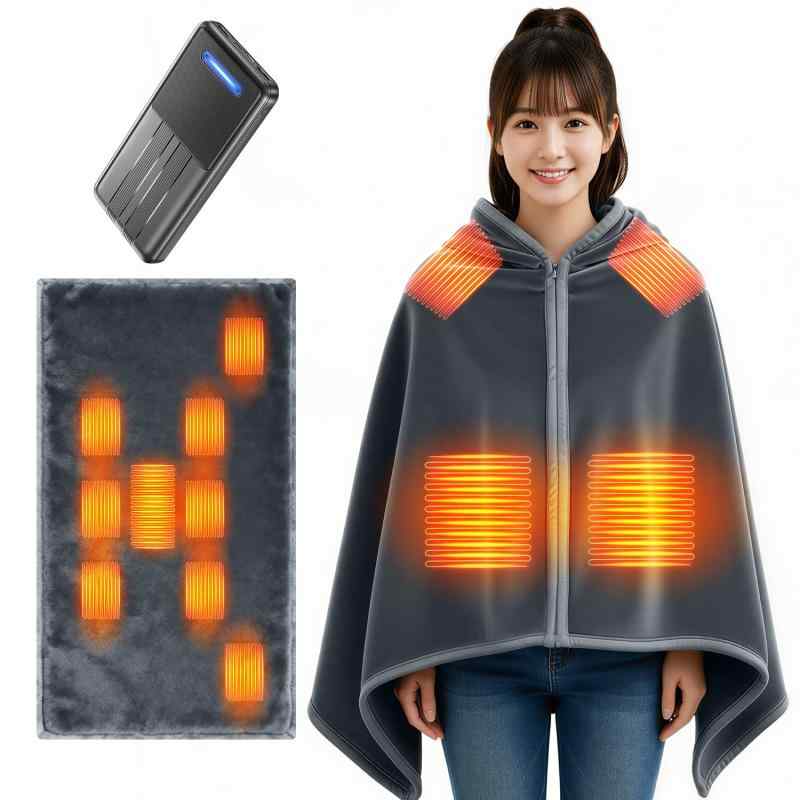 電気毛布 掛け 敷き 兼用 【2025新モデル 143×88cm大判サイズ・9箇所発熱】 電気ブランケット MAX65℃ 速暖 3段階温度調節 USB/DC給電 電気ひざ掛け 肩掛け 腰巻き 敷毛布 丸洗い可 6Hタイマー付き