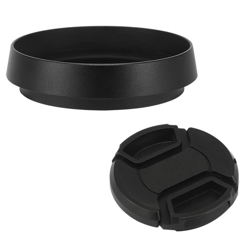 Haoge LH-LQ バヨネットラウンドメタルレンズフードシェード と ャップ for ライカ Leica Q3 Q3-43 Q2 Q-P QP q Typ 116 Typ116カメラレンズ用 ブラック