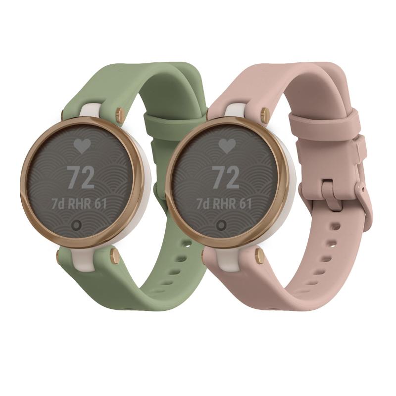 kwmobile 2x 交換バンド Garmin Lily Sport対応 ベルト - シリコンバンド ソフト TPU 耐久性 ラベンダー/ベージュ