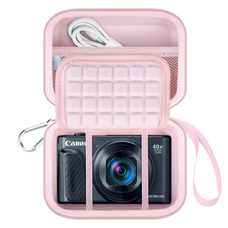 Lacdo カメラキャリングケース カメラ用 キヤノンPowerShot SX740/SX730/SX720/SX620デジタルカメラ、保護カメラストレージ旅行バッグ、メッシュバッグは、バッテリー、ケーブル、メモリカード、カ