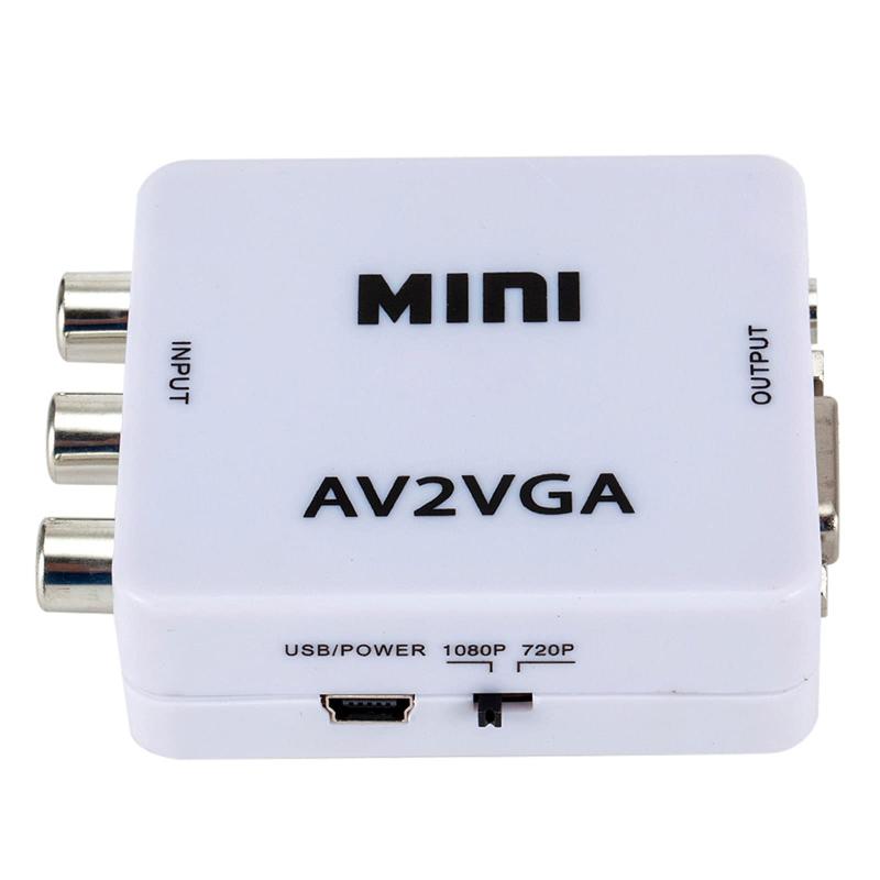 Wscoficey ミニAV2VGAビデオコンバータコンバータボックスAV RCA CVBSからVGAビデオコンバータへの変換器3.5mmオーディオとPC HDTVコンバータ