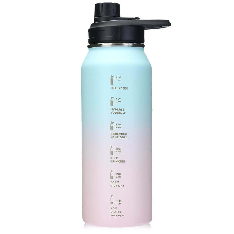BottHealth 保温 保冷 水筒 1リットル 1000ml 魔法瓶 直飲み 漏れ防止 SUS304 ステンレス 真空断熱 スポーツボトル 軽量 洗いやすい 広口 ボトル ステンレス 持ち運び 水分補給 漏れにくい 山登り 運