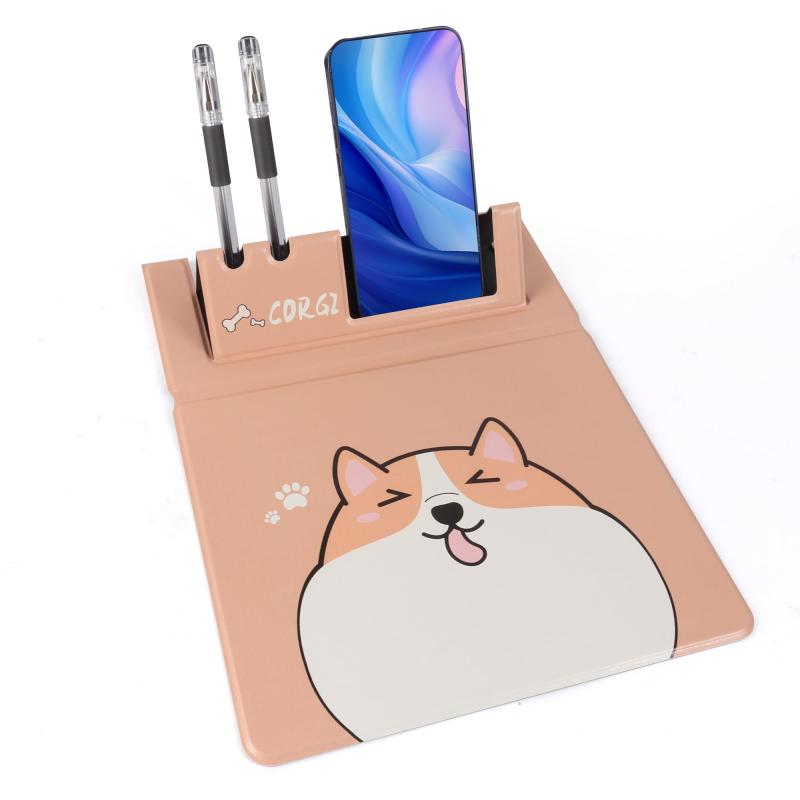乐天商城 - マウスパッド 多機能 携帯電話スタンド/ペン立て 折り畳み 動物図案 小さめ レザー材質 持ち運び便利 薄型 可愛い 滑り止め デスクマット