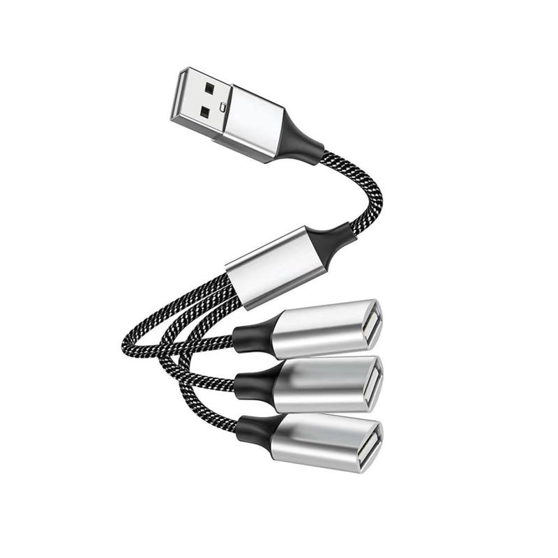 USBスプリッタYケーブル 3分岐 USB分岐器ケーブル 1オス3メス USB 2.0 アダプタ USB 2.0データ転送 最大480Mbps 高耐久性ナイロン編み 充電/伝送/OTG機能をサポート （25cm)【強力なポート拡張】デバイスのUSBポート不足という悩みを効果的に解決します。1つのポートが3つの独立したUSBポートに拡張され、USBフラッシュドライブ、マウス、キーボード、外付けハードドライブなど、複数の周辺機器を同時に接続できます。これにより、頻繁な抜き差しなしで複数デバイスの同時操作が可能になり、作業効率が向上します。【高速データ転送】良質なチップと伝送線材を採用し、高速データ伝送をサポートし。USB 2.0のデータ転送速度は最大480Mbpsに達し、大容量ファイル、HDビデオ、その他のデータを高速転送し、待ち時間を短縮します。標準的なアダプタケーブルと比較して、データ転送はより安定しており、中断やデータ損失を防ぎます。【携帯しやすい】コンパクトで軽量、シンプルなデザインで持ち歩きやすい。日常のオフィス、出張旅行、アウトドアでの使用にかかわらず、リュックやポケットに簡単に入れることができ、スペースを取りすぎず、いつでもどこでもデバイスのインタフェースを拡張することができます。【幅広い互換性】USB フラッシュ ドライブ、外付けハード ドライブ (電源要件に注意してください)、マウス、キーボード、プリンター、スキャナー、USB ハブ、ゲーム コントローラーなど、標準 USB インターフェイスを備えた幅広いデバイスと互換性があります。