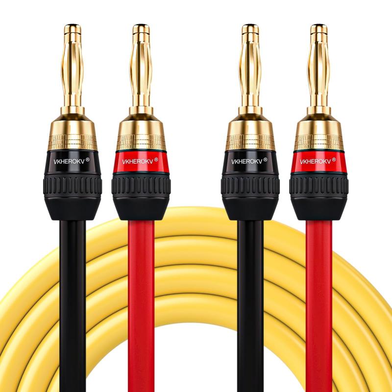 Mukjipa YM-2C 10AWG(ゲージ)×2Conductor オーディオケーブル 5N（99.999 ）OFC 無酸素純銅 スピーカーケーブル，24k金メッキ 純銅プラグ YM-2C