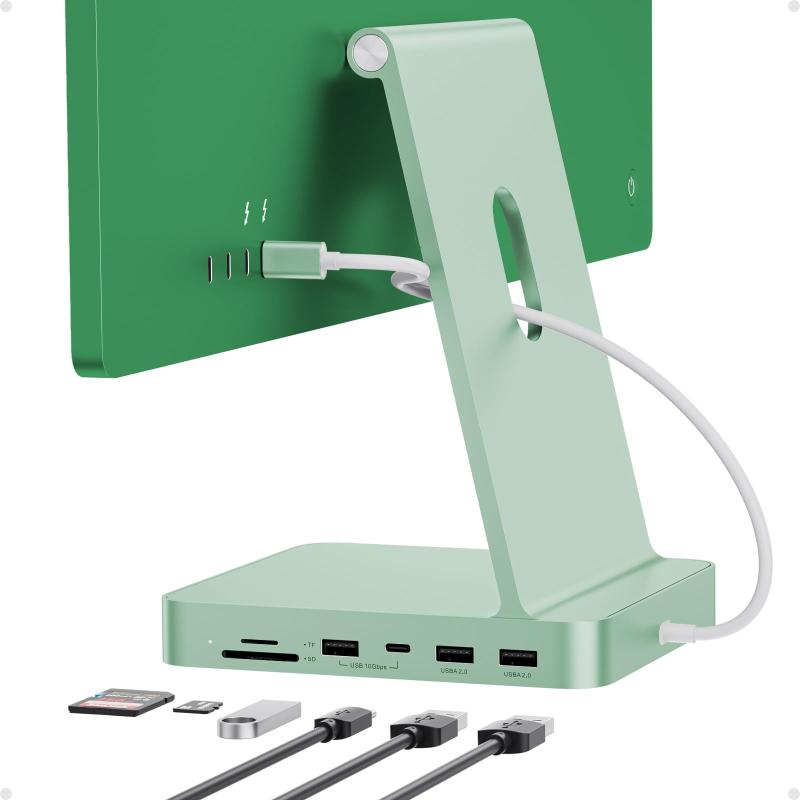 PULWTOP USB C ハブ iMac 24インチ 2021/2023/2024用、USBハブアダプター iMacアクセサリ M1/M3/M4用 10Gbps 3*USB A SD/TF、ドッキングステーションサポート拡張M.2 SSD（別売）