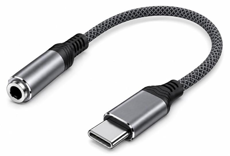 Viviber Type C イヤホンジャック USB C-3.5mm 変換アダプタ 音量調節/通話/音楽対応 音声変換 タイプC イヤホンジャック 18CM 24bit/48KHz DAC 搭載 高耐久ナイロン iPhone17/16/15シリーズ/P