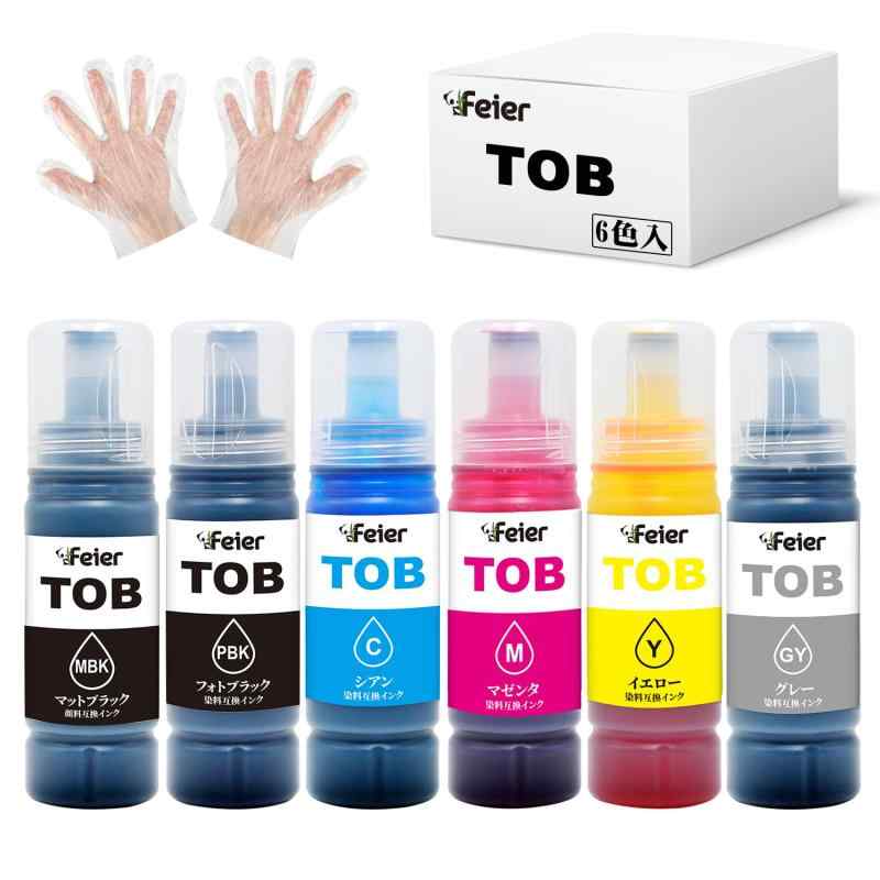 Feier TOB-6CL エプソン互換 インクボトル 対応機種:EW-M873T EW-M973A3T TOB-MB TOB-PB TOB-C TOB-M TOB-Y TOB-GYトビバコ インク 標準の1.8倍大容量 6色セット全70ml 全色増量