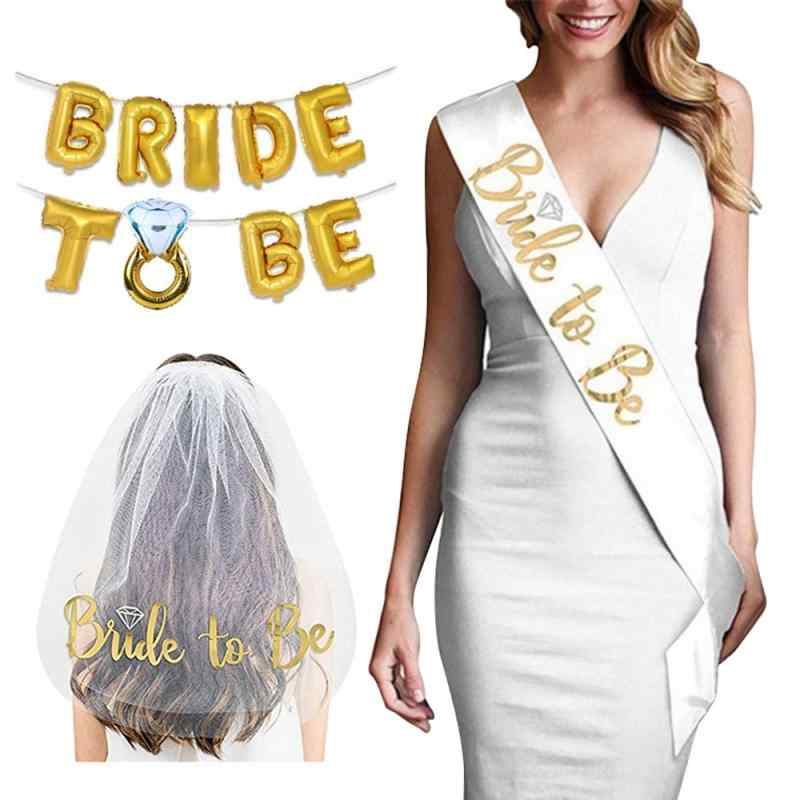 Bride to Be 3点セット 花嫁ベール サッシュ アルミ風船 独身パーティー ブライダル ショルダー ベール たすき バルーン リング ウェディング 飾り付けセット パーティー飾り 女の子 おしゃれ
