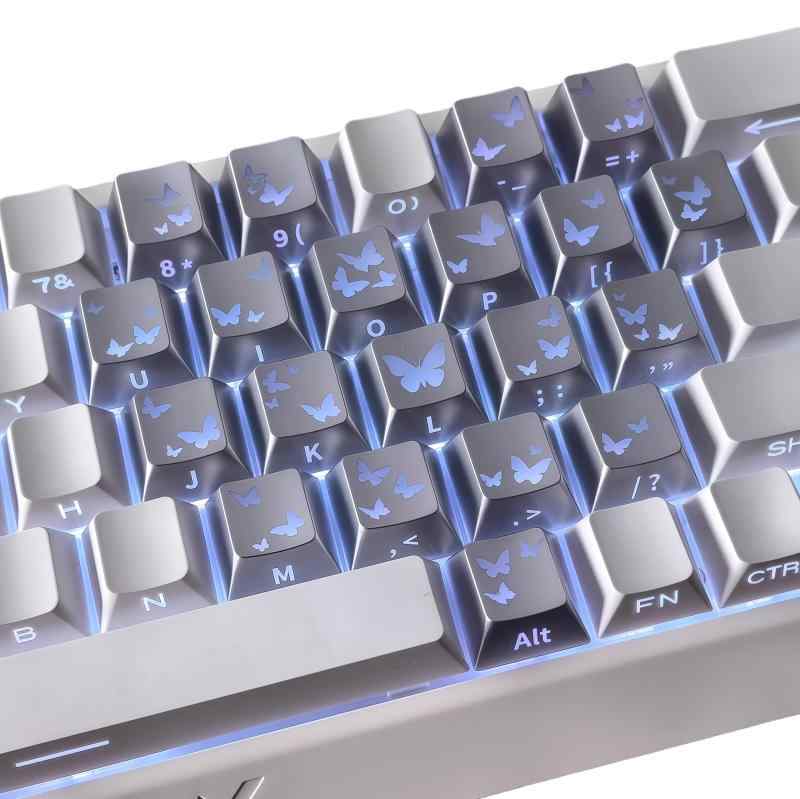JYF.QUANYI キーキャップ 21キー ハート蝶 ダブルショット PC 光透過 サイド彫刻 Cherry プロファイル MX メカニカルキーボード用パソコン用キーボード