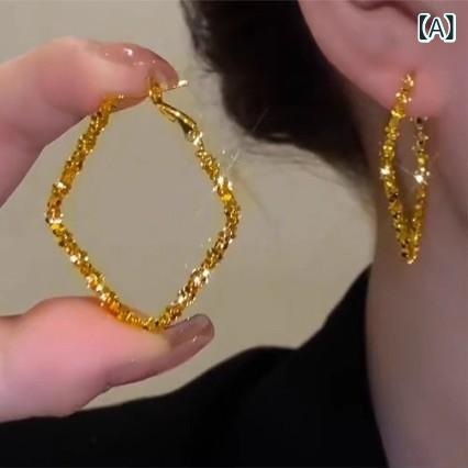レディース イヤリング 耳飾り 女性用 ファッション アクセサリー 金色 ダイヤモン...