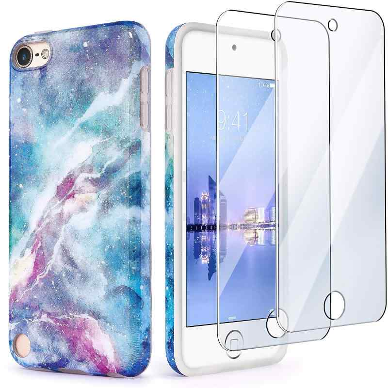 IDweel iPod Touch Case with 2 Screen Protectors, iPod 7 iPod 6 iPod 5 Marble Case, Slim FIT Anti-Scratch Flexible Soft TPU Bump